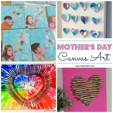 Easy Mother's Day Crafts for Kids to Make! Gorgeous canvas art that kids can make for Mom!! Love the blowing heart kisses collage. Adorable. #Mothersday #gifts #kids #art Mother's Day Picture Frames For Kids, Canvas Mothers Day Crafts For Kids, Canvas Mothers Day Crafts, Mothers Day Crafts With Pictures, Mothers Day Canvas Art Kids, Mothers Day Canvas Ideas, Mother’s Day Canvas Art For Kids, Mothers Day Picture Ideas, Materinski Dan