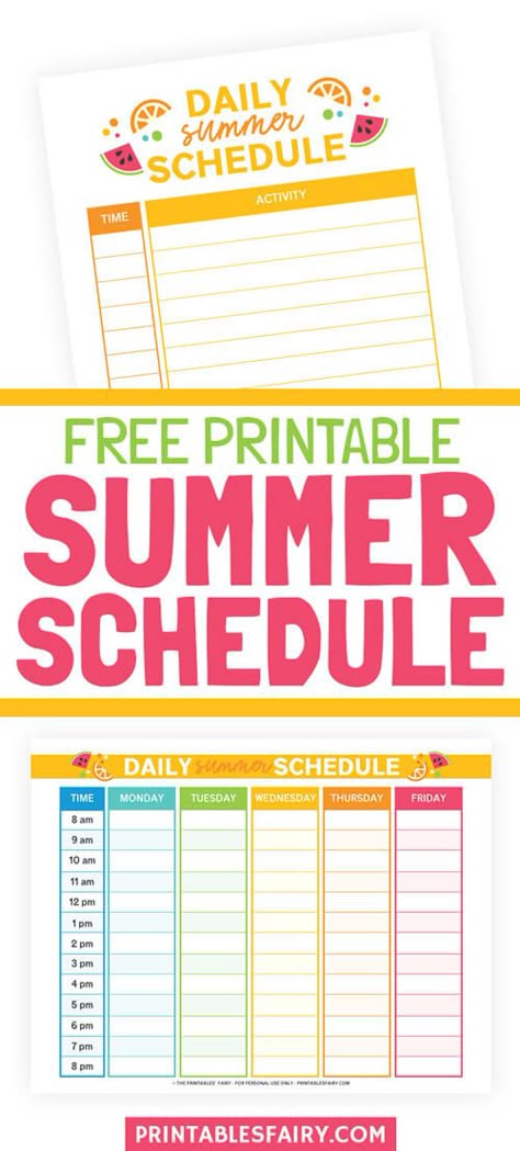 Get our free printable Daily and Weekly Summer Schedule for kids and customize it with your own activities and ideas. I can guarantee your children will love to fill in these printable summer schedules! #summerkids Weekly Summer Schedule, Summer Daily Schedule, Printable Summer Schedule, Summer Schedule Printable, Summer Schedule For Kids, Kids Summer Schedule, Daily Schedule Kids, Daily Schedule Printable, Perfect Routine