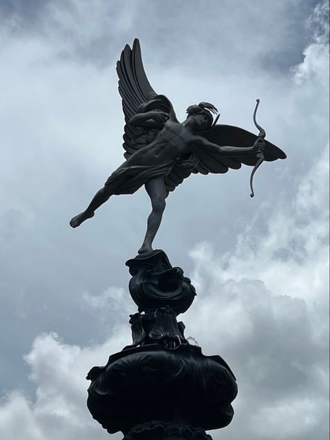 Fountain of Eros | Statue | Greek Mythology | Greek God | God of Love | Amor | Cupid | Wallpaper | Couldy ~ #eros #fountains #water #statue #greek #greekgods #greekmythology #aesthetic #ancient #wings #cupid #love #loveyourself #wallpaper #cloudy Cupid Wallpaper, Statue Greek Mythology, Modern Photoshoot, Statue Greek, Greece Mythology, Costume Design Sketch, God Of Love, Cupid Love, Gods Of Egypt