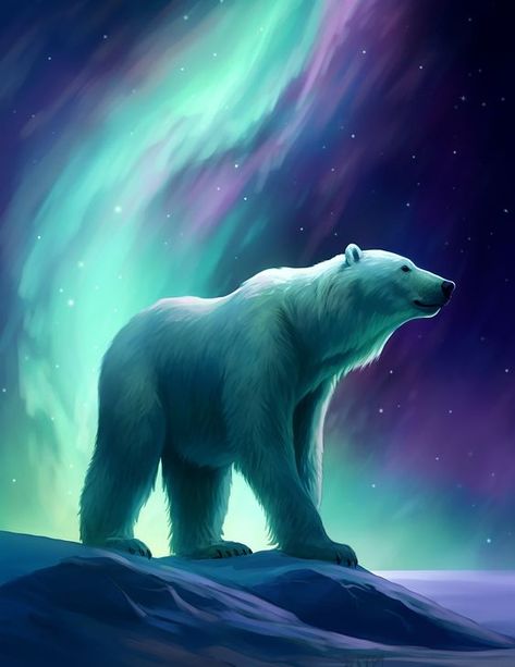 Hi Friends Some Surprise able Thing is waiting for you Draw Polar Bear, Polar Bear Northern Lights, Pola Bear, Polar Bear Painting, Art Northern Lights, Polar Bear Paint, Polar Bear On Ice, Polar Bear Images, Layers Of The Ocean