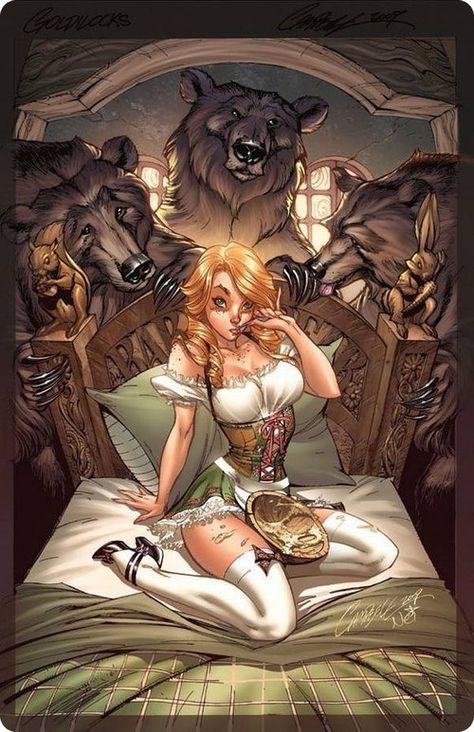 Goldilocks and the Three Bears Disney Pin Up, Disney Princess Comics, Danger Girl, J Scott Campbell, Goldilocks And The Three Bears, Images Disney, Heroic Fantasy, Dark Disney, Scott Campbell