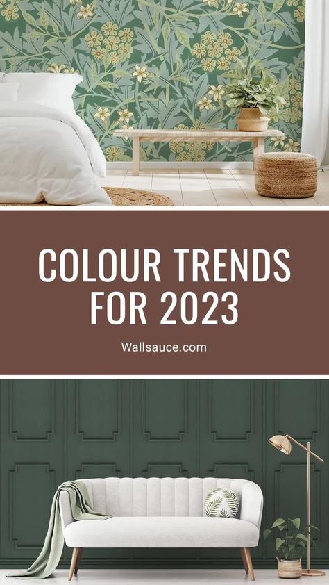 The colour trends for 2023 are here and they are simply stunning! There is something for everyone, no matter what your interior aims are. If you want to create a calming space, mimic the outdoors or even live in the lap of luxury, you'll be sure to find a colour scheme to achieve your goals! Simply check out our new blog to help you out with your next interior adventure! Bedroom Colour Trends 2023, Interior Design Colour Trends 2023, Living Room Colour Schemes 2023, Colour Trends 2023 Interior, 2023 Wallpaper Trends, Colour Trends 2023 Color Palettes, Colour Schemes 2023, Interior Design 2024 Trends, 2023 Color Trends Home Interior