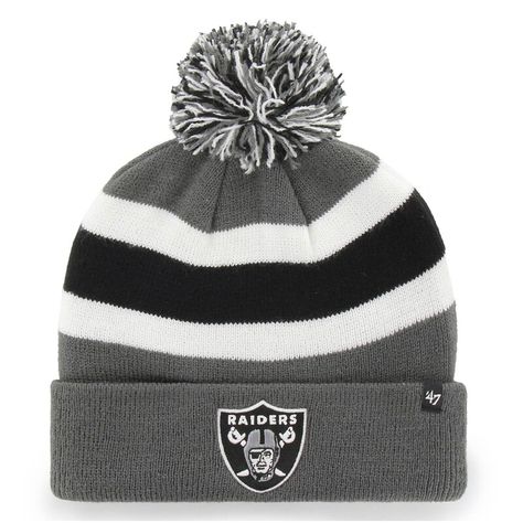 Keep your head warm and pay homage to your favorite team with this Breakaway cuffed knit hat with pom from '47. The bold look of this knit hat and its vibrant colors make it a must-have for any Las Vegas Raiders needing winter wear. Reach for this hat to accentuate your look on a chilly game day and cheer the Las Vegas Raiders on to victory. Raiders Beanie, Oakland Raiders Fans, Nfl Oakland Raiders, Beanie With Pom, Long Beanie, Raiders Fans, Ski Cap, Oakland Raiders, Winter Beanie