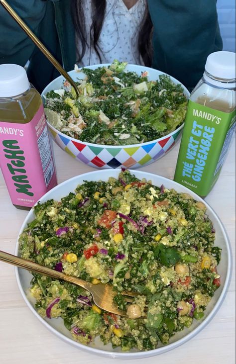 Mandys Salad, Quinoa Veggie Bowl, Big Salad Bowl, Matcha Lemonade, Salad Quinoa, Summer Meals, Big Salad, Veggie Bowl, Summer Salad