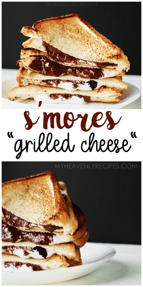 Smores Grilled Cheese, Dessert Grilled Cheese Recipes, Chocolate Grilled Cheese, Crazy Grilled Cheese Recipes, Desert Grilled Cheese, Grilled Cheese With Fruit, Grilling Cheese Recipes, Black Stone Grill Desserts, Family Night Desserts