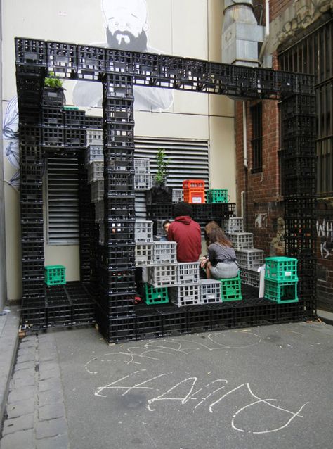 PlayMo is an urban intervention by the platform City Leaks. Milk Crate Furniture, Tactical Urbanism, Urban Playground, Urban Intervention, Plastic Crates, Place Making, Milk Crate, Milk Crates, Architecture Books