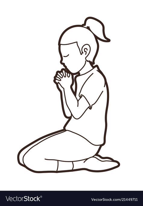 Praying On Knees Drawing, People Praying Drawing, Person Praying Drawing, Praying Drawing Reference, Pray Illustration, Praying Drawing, Prayer Illustration, Prayer Drawing, Praying Illustration