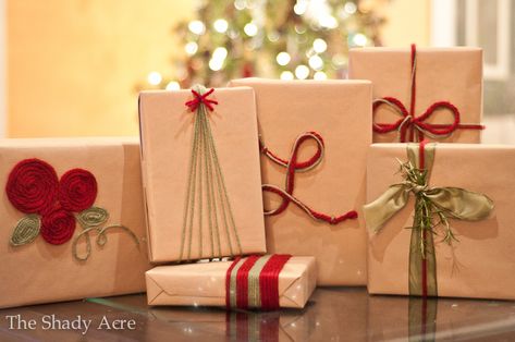 50 Awesome Christmas Gift Wrapping Ideas You can Make Yourself Christmas Wrapping Ideas Creative, Yarn Wrapping, Christmas Tree Yarn, Rustic Gift Wrapping, Christmas Wrapping Diy, Christmas Gift Wrapping Ideas, Gift Wrap Ideas, Christmas Gift Packaging, Easy Diy Christmas Gifts