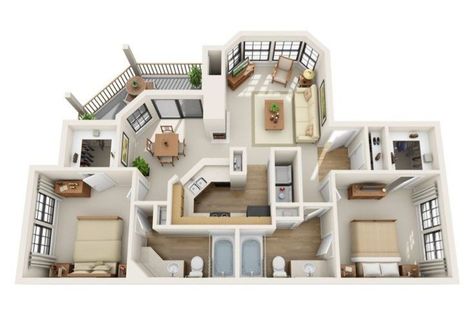 2-bedroom apartment Two Bedroom Apartment Ideas, New York Apartment Layout, Apartment Layout 2 Bedroom, Two Bedroom Apartment Floor Plans, 2 Bedroom Apartment Floor Plan, Korean Apartment, Au Pics, Inspirational Architecture, Sims Freeplay Houses