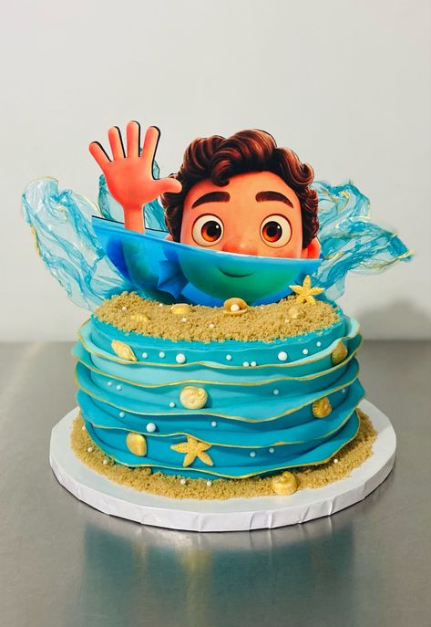 Luca Birthday Cake Ideas, Luca Themed Cake, Luca Cake Disney, Luca Cake Ideas, Luca Cookies, Luca Birthday Cake, Luca Birthday Party Ideas, Luca Birthday, Apple Cake Pops