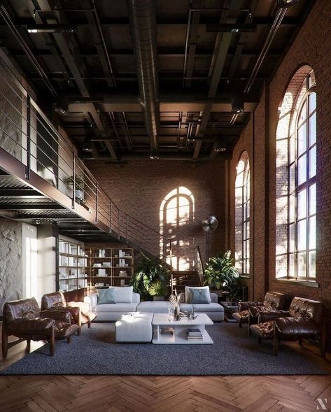 Industrial Penthouse, Industrial Loft Design, Loft Inspiration, Warehouse Home, Industrial Home Design, Loft Interiors, Industrial Interior Design, Loft Living, Loft House