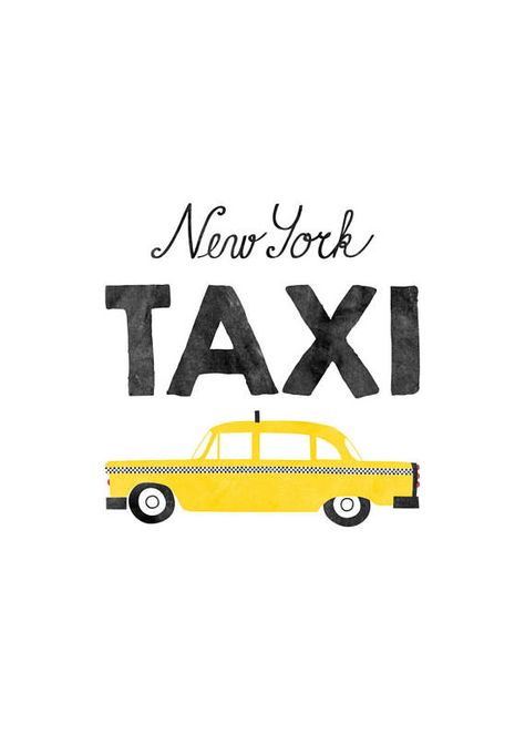 Taxi Illustration, Taxi Drawing, New York Drawing, Taxi Car, Baby Boy Nursery Art, New York Taxi, Taxi App, Urban Wall, Voyage New York