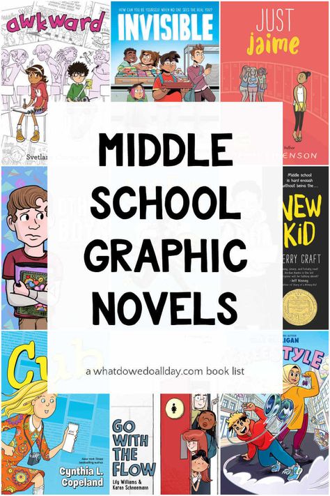 Graphic Novels For Middle School, Middle School Graphic Novels, Middle Grade Graphic Novels, Books For Kids 10-12, Story Books For Toddlers, Middle School Life, Best Books List, Middle School Books, Farm Books