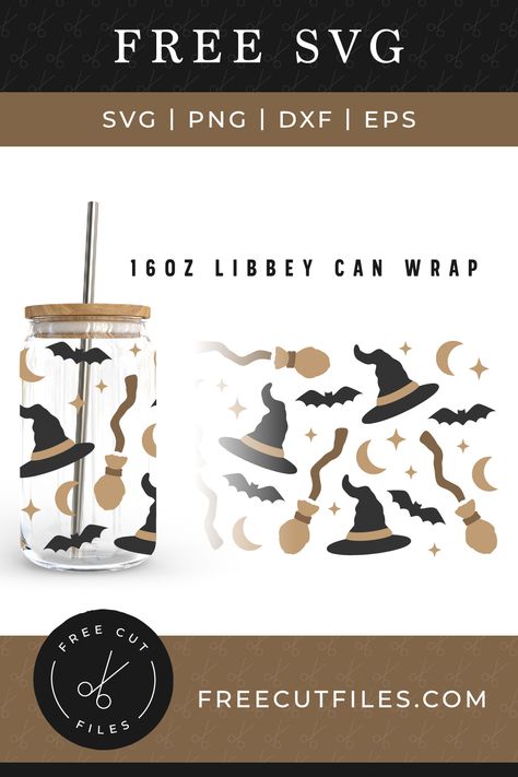 WitchHatAndBroom_16oz_LCW_FCF1925 Free Glass Can Svg, Glass Can Wrap Svg Free, Wrap Svg Free, Can Glass Wrap Svg, Glass Wrap Svg, Can Glass Wrap, Witch Hats, Glass Wrap, Cricut Joy