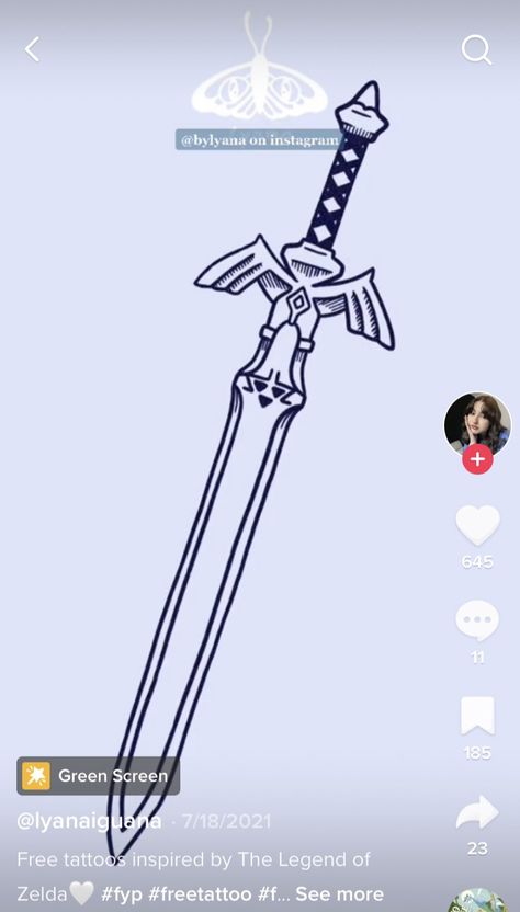 Draw by lyanaiguana on tiktok Zelda Tattoo Simple, Legend Of Zelda Minimalist Tattoo, Navi Tattoo Zelda, Master Swordsman Zelda, Legend Of Zelda Back Tattoo, Mastersword Zelda Tattoo, Zelda Tattoo, Free Tattoo, The Legend Of Zelda