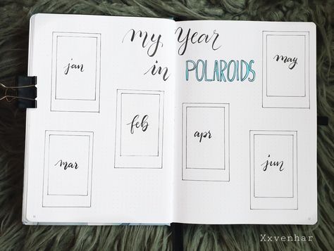 My year in polaroids every month a polaroid picture yearly Bullet Journal 2019 2020 set up Bujo Bujo Setup Ideas 2023, Bujo Set Up 2023, Year In Polaroids, Bujo Set Up, Bujo Polaroid, Bujo New Year Set Up, January Bujo, Bullet Journal Tracking, Bujo 2023