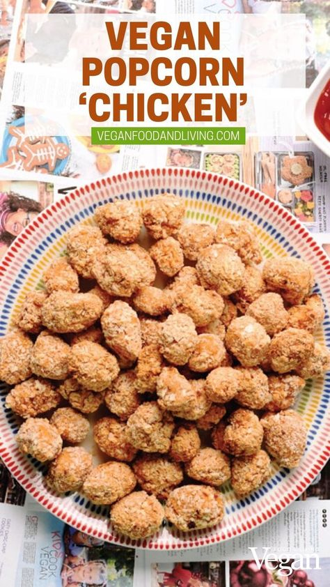 A bowl of Vegan Popcorn ‘Chicken’ Vegan Soya Chunk Recipes, Soy Chunk Recipes, Vegan Popcorn Chicken, Soya Nuggets Recipes, Soy Chunks Recipes Vegan, Soy Chunks Recipes, Supper Inspiration, Kfc Popcorn Chicken Recipe, Soy Chunks