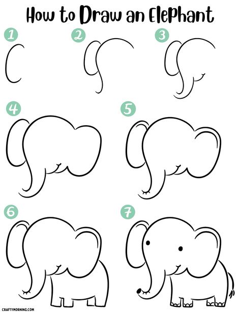 Easy Elephant Drawing Cute Elephant Drawings Simple, Elephant Painting Simple, How To Draw Elephant, How To Draw An Elephant, Elephant Drawing For Kids, Elephant Head Drawing, Draw Elephant, Easy Elephant Drawing, Draw An Elephant