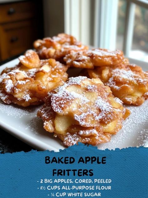 Baked Apple Fritters Recipe, Easy Apple Fritters Recipe, Apple Fritters Recipe, Apple Fritter Cake, Baked Apple Fritters, Easy Baked Apples, Apple Fritter Bread, Apple Fritter, Fritters Recipe