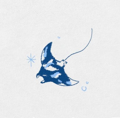 Stingray Cute Drawing, Stingrays Drawings, Stingray Drawings, Manta Ray Doodle, Ocean Aesthetic Pfp, Manta Ray Aesthetic, Stingray Aesthetic, Stingray Wallpaper, Manta Ray Drawing