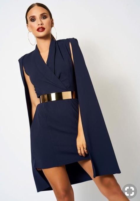 Blue Dress Outfits, Cape Blazer, Blazer Mini Dress, Cape Dress, Dresses To Wear To A Wedding, Fancy Outfits, Mode Inspiration, Blazer Dress, Classy Dress