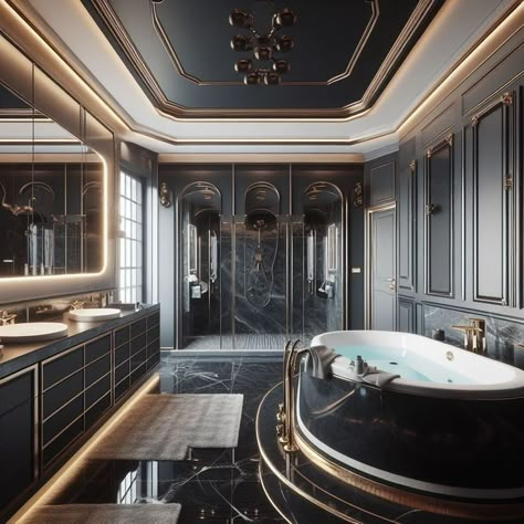 Lighting Bathroom Vanity, Dark Brown Bathroom, Volturi Kings, Mansion Bathroom, House Equipment, Gothic Fireplace, Decorating Bathrooms, Big Bathtub, Royal Bathroom