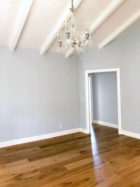 Benjamin Moore - Glass Slipper classic • casual • home: Wales Gray Benjamin Moore Bedroom, Soothing Living Room Colors, Bm Iceberg Paint, Slate Blue Benjamin Moore, Blue Veil Benjamin Moore, Glass Slipper Benjamin Moore, Daisy Bedroom, Benjamin Moore Bedroom, Light Blue Living Room