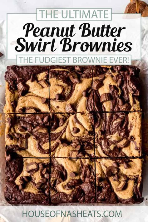 Peanut Butter Swirl Brownies Peanut Butter Brownies Recipe, Peanut Butter Swirl Brownies, Homemade Brownie, Chocolate Peanut Butter Brownies, Brownies Recipe Homemade, Butter Brownies, Swirl Brownies, Making Food, Lost 100 Pounds