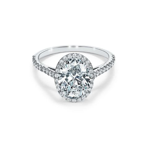 Tiffany Soleste® Oval Halo Engagement Ring with a Diamond Platinum Band Wedding Hairstyles Side, Wedding Rings Pillow, Tiffany Soleste, Tiffany Wedding Rings, Wedding Ideas Rustic, Tiffany Engagement Ring, Oahu Travel, Vegas Hotels, Big Engagement Rings