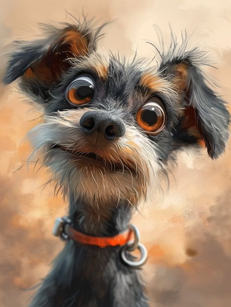 Animal Caricature, Animal Portraits Art, Cute Animal Clipart, Cute Animals Images, Cute Funny Dogs, Arte Animal, Animal Clipart, Cute Animal Pictures, Dog Paintings