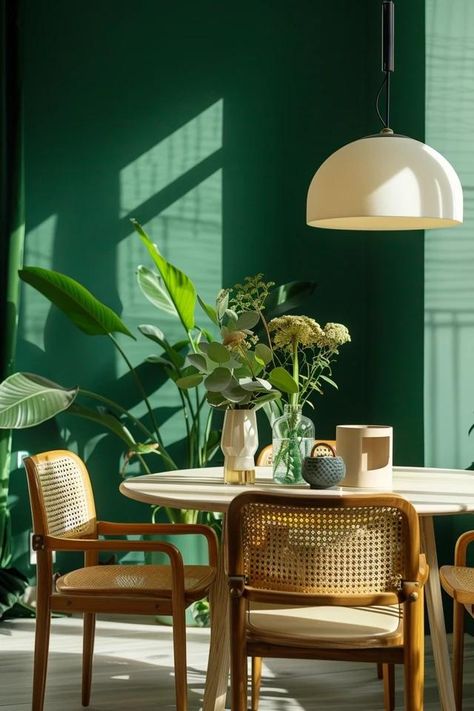 5 Tips for Adding Green to Your Dining Room Green White Dining Room, Green Dining Room Aesthetic, Dark Green Dining Room, Green Dining Rooms, Teal Dining Room, Green Dining Room Walls, Dining Room Color Palette, Dining Room Teal, Green Wall Color