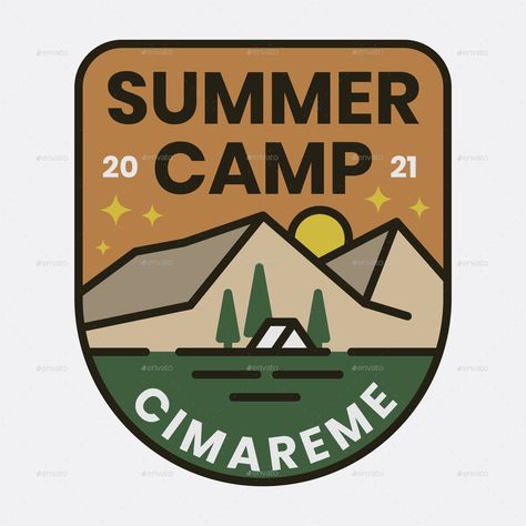 6 Boy Scout Retro Summer Camp Badges Vintage Summer Camp Shirt With Retro Print, Retro Summer Camp Shirts, Retro Summer Camp, Camp Badges, Camp Logo Vintage, Yellow Retro Graphic Print Camp Shirt, Vintage Summer Camp Logo, Summer Retro, Boy Scout