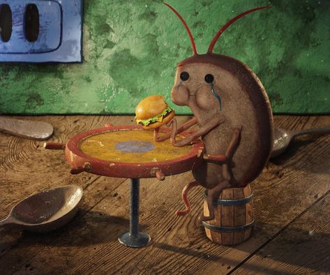 Büsy Bee 🐝 (@umralismyl) • Instagram photos and videos Spongebob Cockroach Eating, Spongebob Roach, Eating Painting, Eating Burger, 3d Artist, 3d Animation, Ants, Favorite Celebrities, Original Art