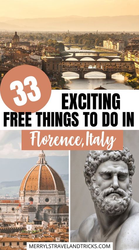 Picture collage of different scenes in Florence, Italy Florence On A Budget, Free Things To Do In Florence Italy, What To See In Florence Italy, What To Do In Florence, Honeymoon Italy, Tuscany Food, France Winter, Italy Road, Travel Tricks