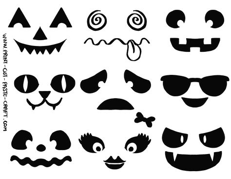 Free Printable Halloween Craft by Print-cut-paste-craft.com: Pumpkin faces | Print, Cut, Paste, Craft! Printable Pumpkin Faces, Pumpkin Face Templates, Halloween Cut Outs, Lantern Template, Classroom Halloween Party, Face Cut Out, Free Printable Halloween, Pumpkin Template, Face Template