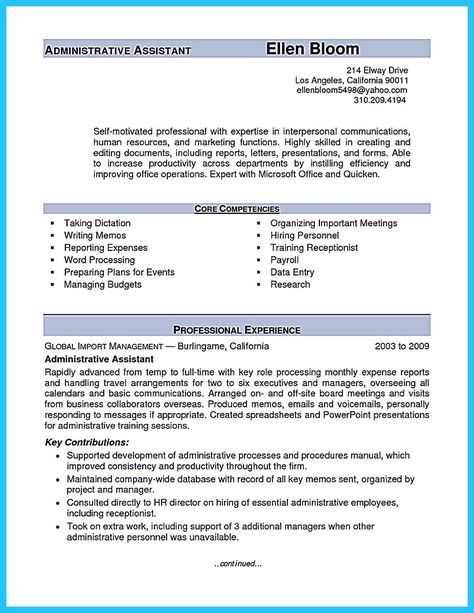 Administrative assistant resume sample is useful for you who are now looking for a job as administrative assistant. You know, your administrative assi...  Check more at http://snefci.org/best-administrative-assistant-resume-sample-to-get-job-soon/ Objective For Resume, Office Assistant Resume, Administrative Assistant Cover Letter, Medical Administrative Assistant, Medical Assistant Resume, Business Analyst Resume, Administrative Assistant Resume, Resume References, Resume Objective Examples