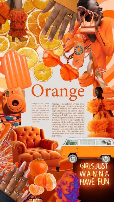 Psychology Color, Detty December, Mood Board Fashion Inspiration, Materials Board Interior Design, Fashion Model Sketch, Fashion Illustration Tutorial, Orange Party, Color Collage, Color Vibe