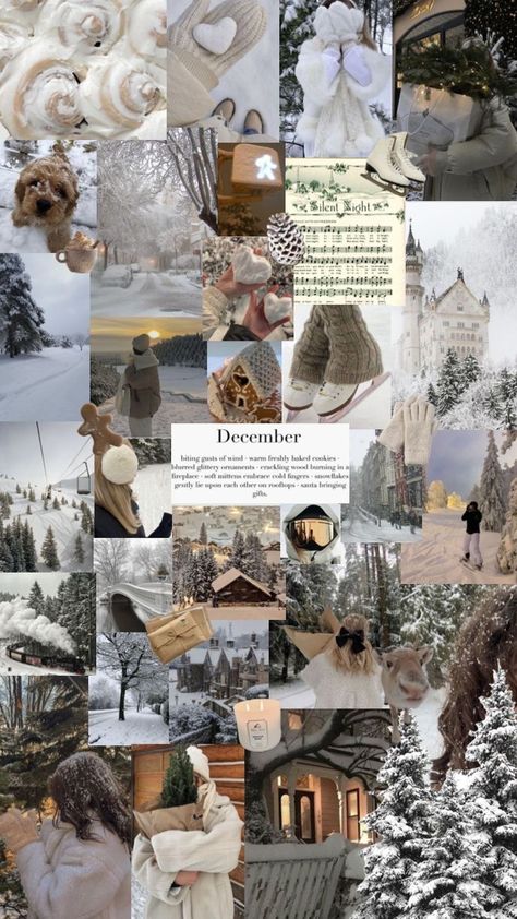 December Aesthetic Collage, Winter Lockscreens Aesthetic Iphone, Winter Background Collage, Christmas Backgrounds Collage, Winter Aesthetic Wallpaper Collage, Christmas Collage Background, Cute December Wallpaper, Winter Time Aesthetic, Aesthetic Winter Collage