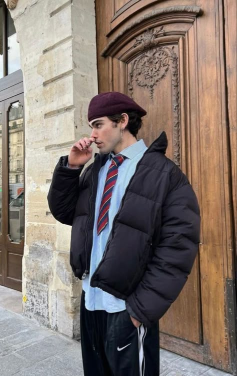 Men’s Beret Outfit, Men Beret Outfit, Kangol Outfit Men, Kangol Beret Outfit, Winter Outfits Men Cold Weather Snow, Beret Outfit Men, Flat Cap Men Outfit, Flat Cap Outfit, Newsboy Hat Outfit