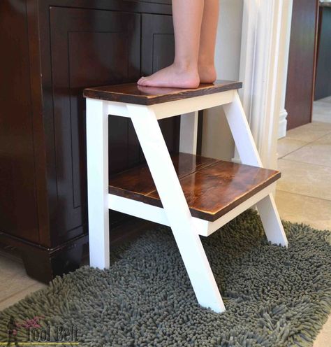 Give yourself a boost!  Perfect kid step stool to wash hands.  #oneboardchallenge Personalized Step Stool, Wood Step Stool, Diy Kids Furniture, Diy Stool, Wooden Step Stool, Kursi Bar, Wooden Steps, Kids Stool, Step Stool Kids