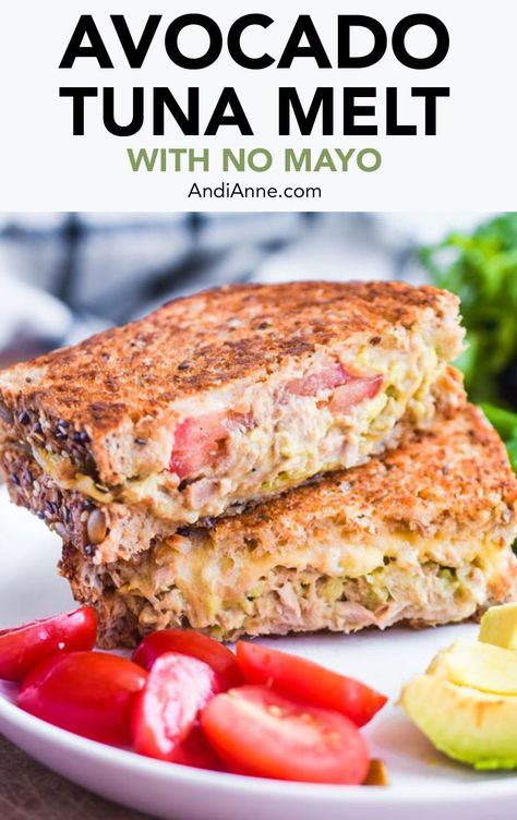 Tuna Melt With Avocado, Tuna Avocado Melt, What Can You Make With Avocados, Avocado Tuna Sandwich, Tuna Melt Wrap Recipe, Easy Healthy Sandwiches, Tuna Avocado Sandwich, Tuscan Salmon Recipe, Tuna Melt Sandwich