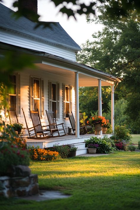 Discover quaint & charming classic American country homes to inspire your dream retreat! These timeless designs celebrate cozy interiors and rustic elegance, perfect for creating your ideal escape. Save for more inspiration!  #CountryHomes #ClassicAmericanStyle #HomeDesign #DreamHome #RusticCharm #CozyInteriors #ArchitecturalDesign #FarmhouseStyle #CozyRetreat #HomeInspirations #TinyHouseIdeas #InteriorDecor #SustainableLiving #HomeRenovation #CottageStyle One Story Southern Homes, Classic Southern Home Exterior, Southern Home Exterior, Southern Cottage Homes, Classic Southern Home, Homes Outside, Classic American Home, Southern Style Homes, Room Layout Design