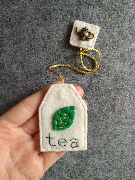 Teabag Bookmark, Green Tea Leaf, Felt House, Mint Leaf, Felt Bookmark, Tea Party Favors, Tea And Books, Felt Heart, Mad Tea Party