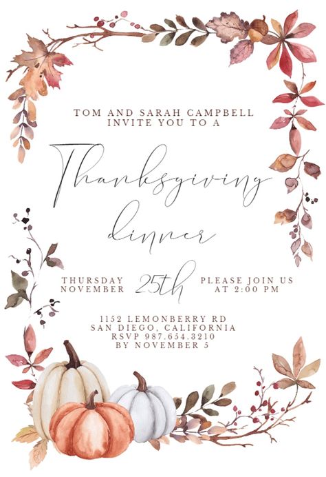 Free Friendsgiving Invitations, Thanksgiving Invitation Template Free, Thanksgiving Invite Wording, Thanksgiving Invitation Ideas, Thanksgiving Events, Thanksgiving Invitation Template, Fall Party Invitations, Thanksgiving Invite, Autumn Invitations