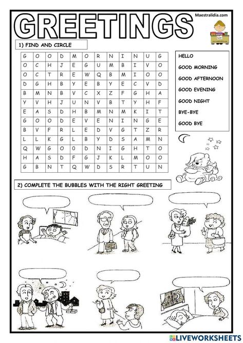 Greetings Worksheet Greeting Worksheet For Kids, Greetings Worksheets For Kids, Greetings Activities For Kids, Worksheets For Year 1, Greetings Worksheets, English Teaching Materials, English Teaching Resources, English Activities For Kids, English For Beginners