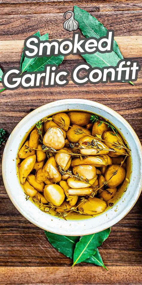 Immersed garlic cloves in aromatic oils create a versatile condiment that adds umami to any dish. Explore the craft of Smoked Garlic Confit preparation with this artistic recipe. Garlic Confit Recipes, Smoked Garlic, Confit Recipes, Garlic Confit, Hot Desserts, Savory Recipe, Homemade Condiments, Aromatic Oils, Smoker Recipes