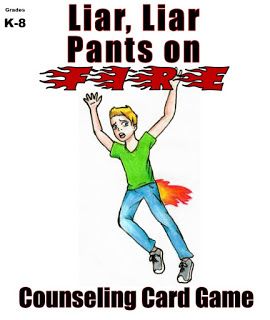 Liar, Liar Pants on Fire is a counseling game designed to help children understand motivation for telling lies.  It incorporates humor and psychoeducation to help children process various reasons children may tell lies and to process the consequences for doing so. The therapist is able to use this as a tool to open dialogue about untruthful behavior. The goal is to help normalize feelings, provide alternative behaviors, and to give insight. Cognitive Behavioral Therapy and Experiential Therapy. Lying Therapy Activities, Substance Recovery, Experiential Therapy, Liar Liar Pants On Fire, Pants On Fire, Kids Coping Skills, Group Therapy Activities, Counseling Games, Kids Lying