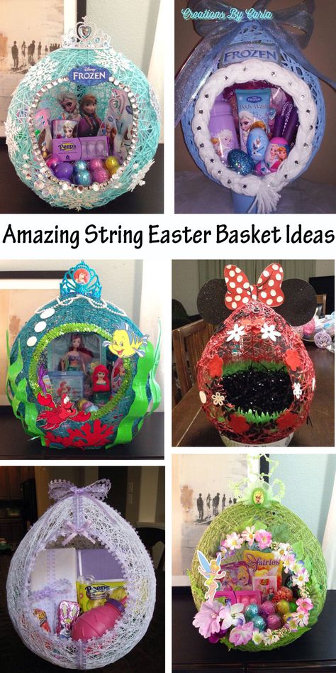 String Easter Basket, Creative Easter Baskets, Easter Crafts For Adults, Easter 2023, Fund Raiser, Easter Basket Ideas, Crafts Preschool, Kids Easter Basket, Unique Easter