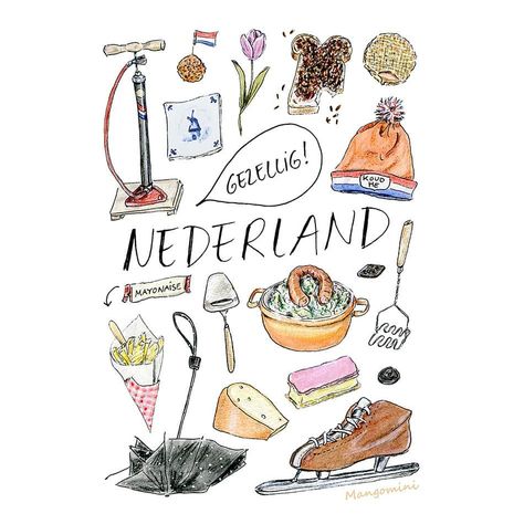 Happy King’s day! Today we Dutchies celebrate our King’s birthday. That mean Dutch Illustration, Typical Dutch Food, Netherlands Art, Happy King, Dutch Food, Food Cute, Cute Wall Decor, Dutch Recipes, Small Art Prints