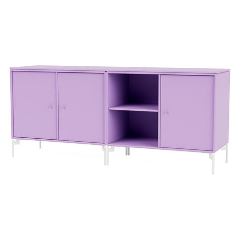 Montana Furniture’s Save sideboard is a classic and simplistic storage unit consisting of three cabinets and two open shelves. The sleek metal legs give the sideboard an airy and elegant character. Living Room Sideboard, Elegant Character, Interior Objects, Hangout Room, Pastel Bedroom, Nordic Color, Low Sideboard, Purple Home Decor, Montana Furniture